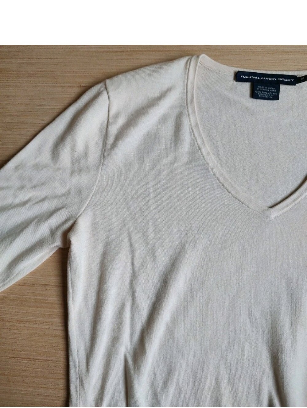 Ralph Lauren Knit Beige Cream Pullover Sweater Pima Cotton Embroidered Logo M - Picture 6 of 16